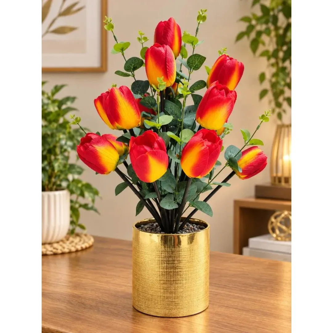 arreglo de tulipanes de tela