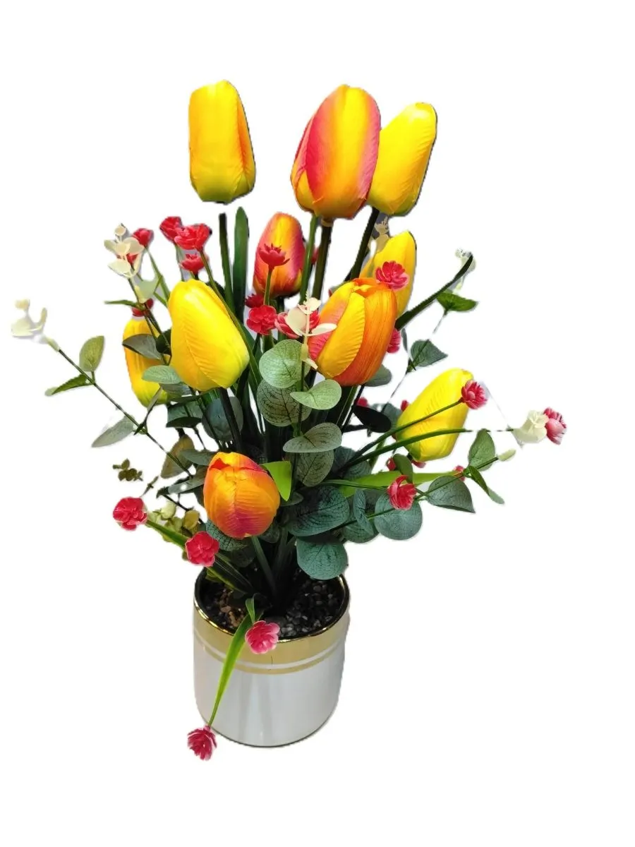 arreglo de tulipanes de tela